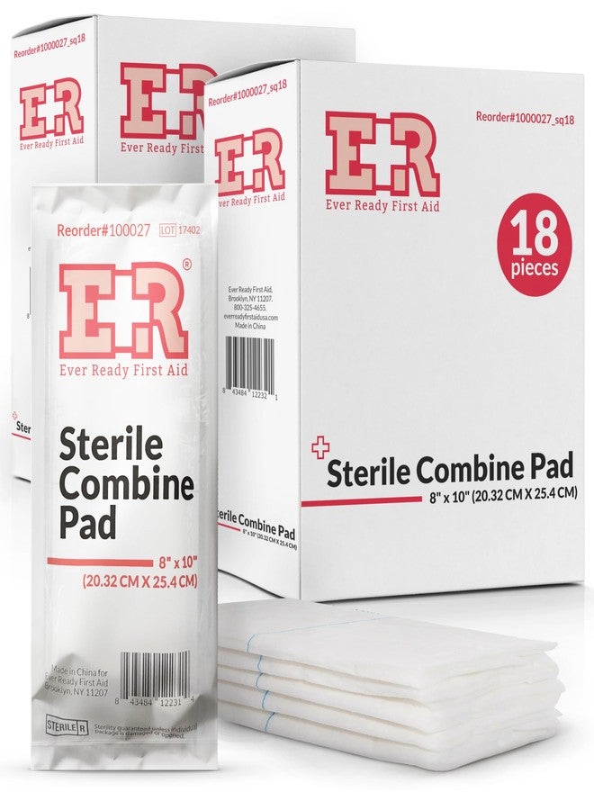 Ever Ready First Aid Sterile 8" x 10" Combine (ABD) Pads – Highly Absorbent Design for Large Wounds, Individually Wrapped for Easy Use, Ideal for First Aid Kits and Emergency Response – 36 Count - Image 1